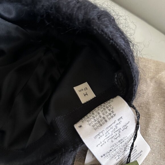 NWT GUCCI MOHAIR-BLEND BASEBALL CAP SZ M BLACK 100% Authentic - Picture 7 of 8